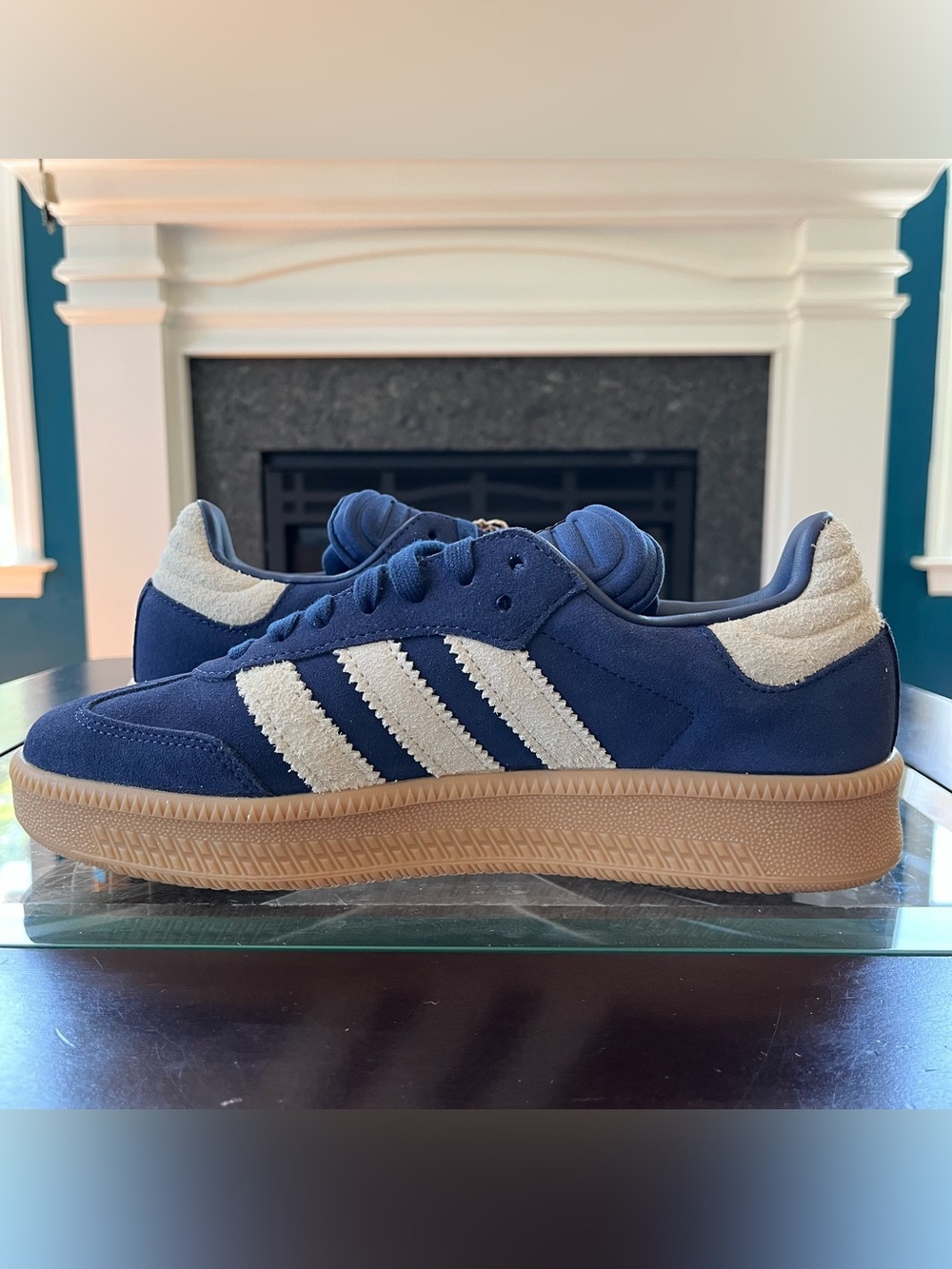 Sz 9 adidas Samba XLG "Night Indigo / Warm Vanilla / Gum" Low Top Suede JQ2885 - Picture 2 of 8